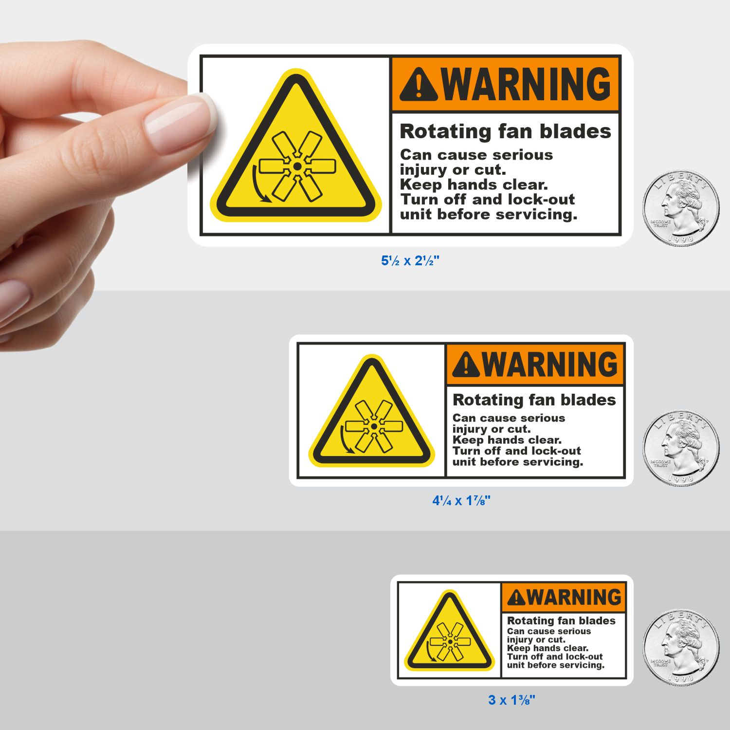 Rotating Fan Blades Lock-Out Label
