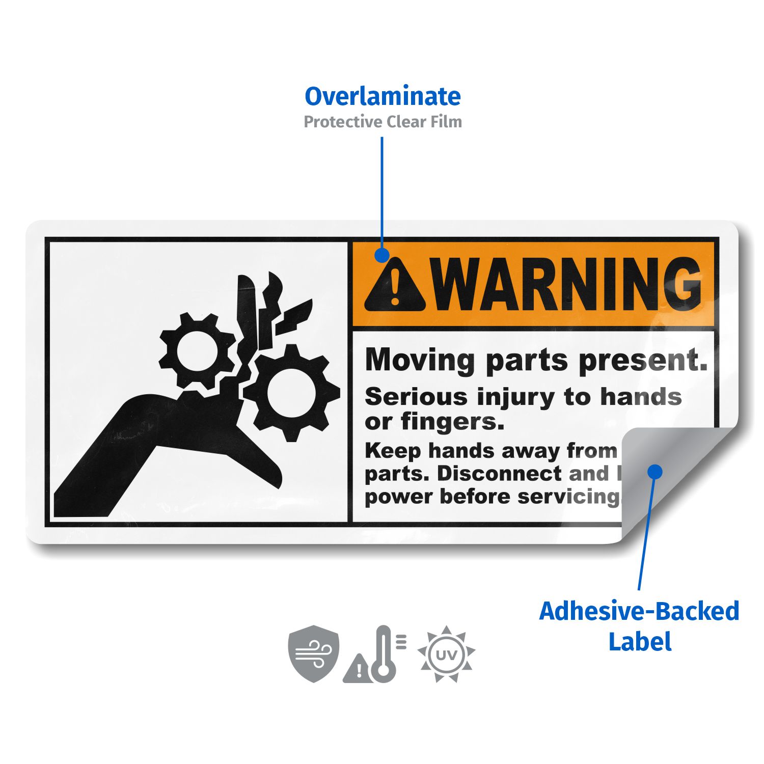 Warning Moving Parts Present Label