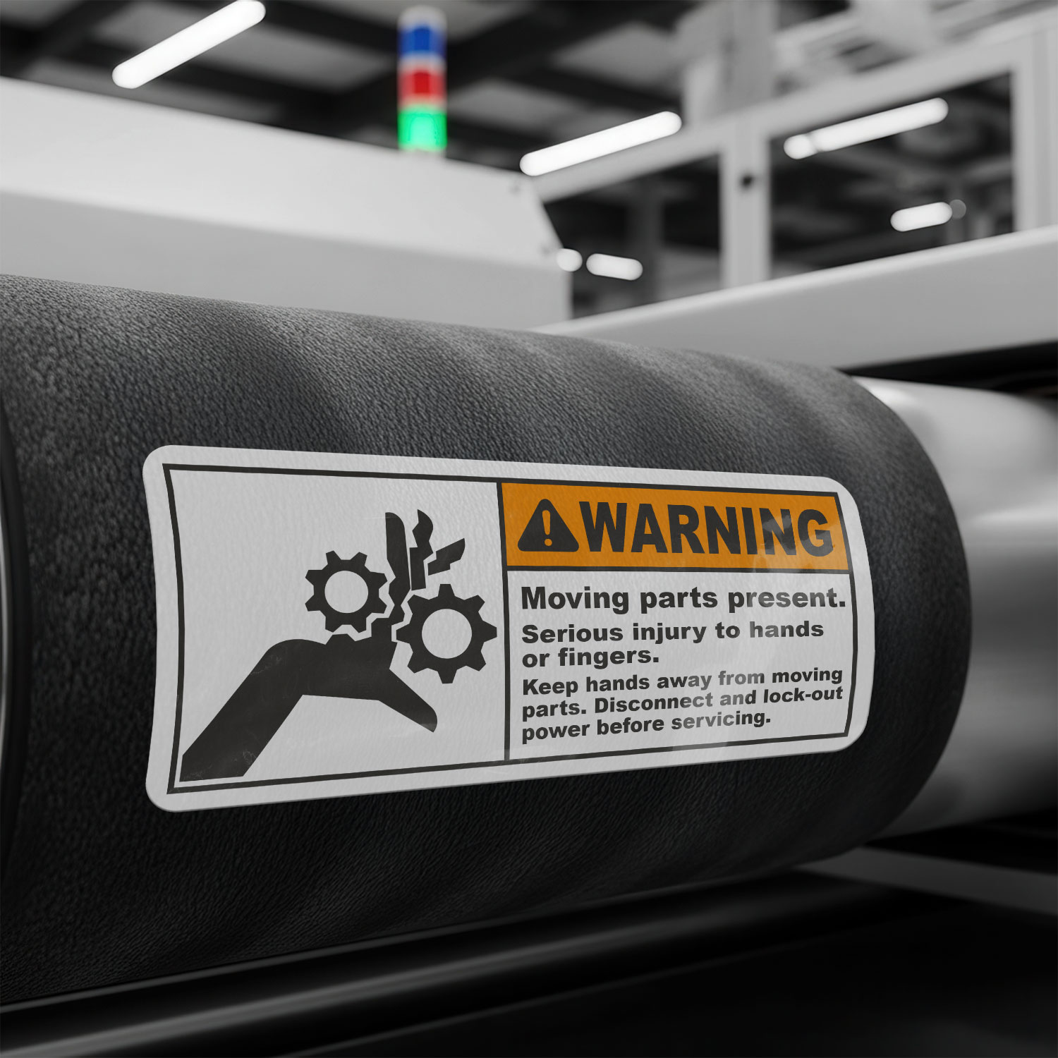 Warning Moving Parts Present Label