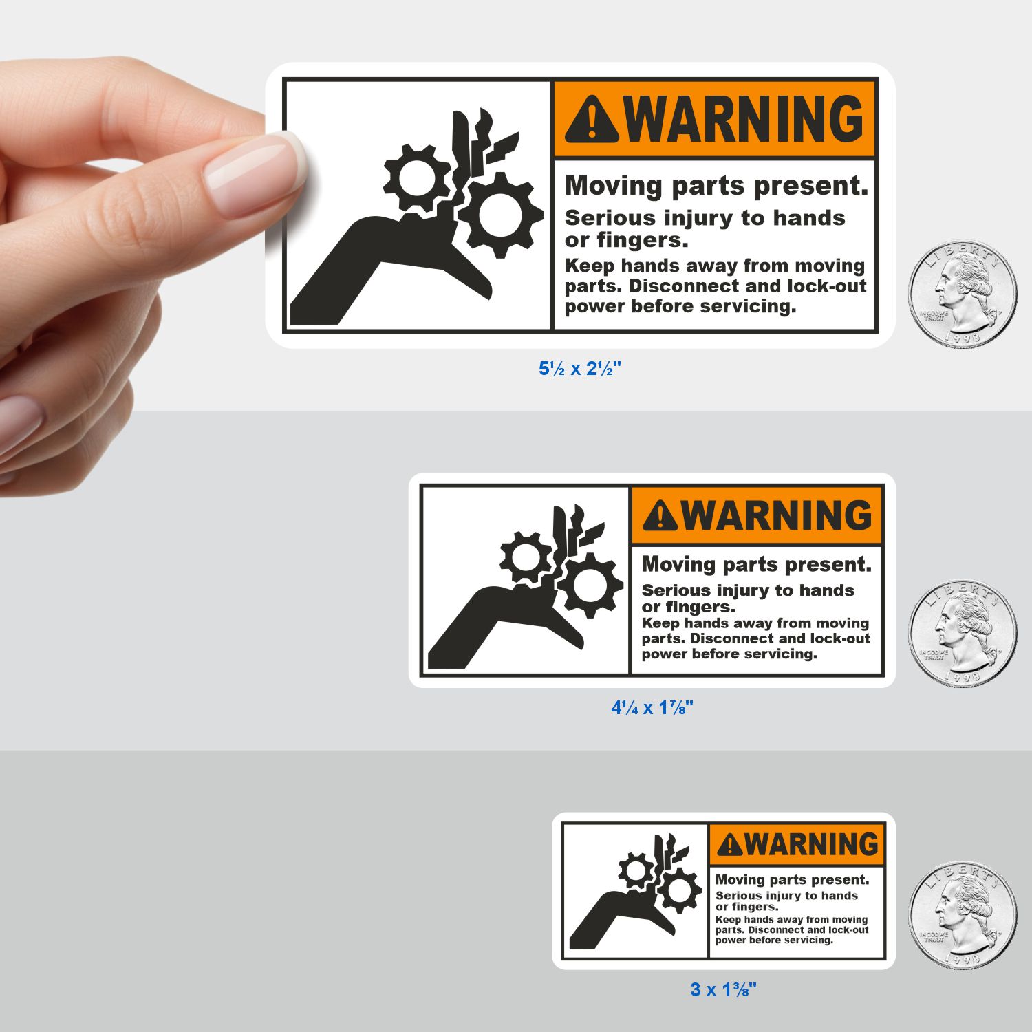 Warning Moving Parts Present Label