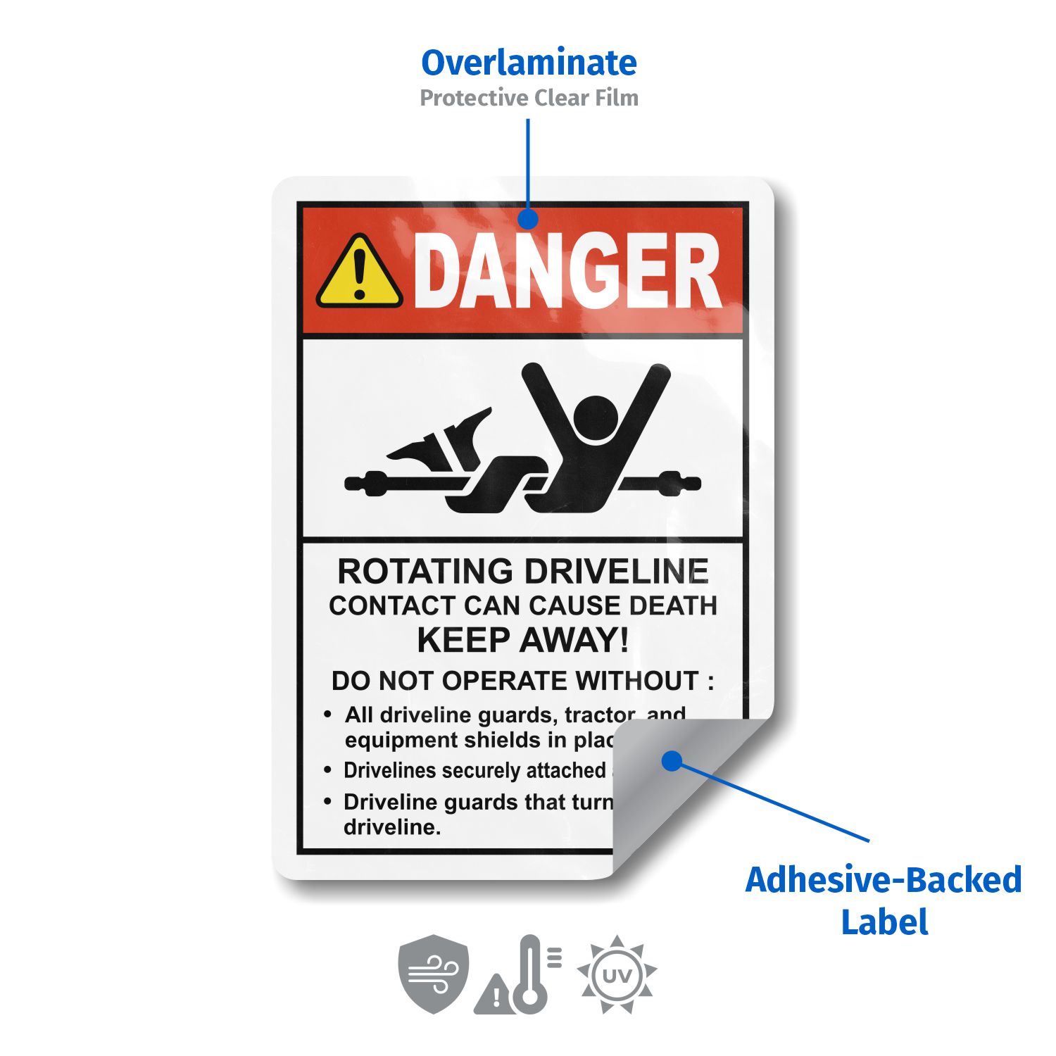 Rotating Driveline Label