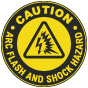 Caution Arc Flash And Shock Hazard Floor Label