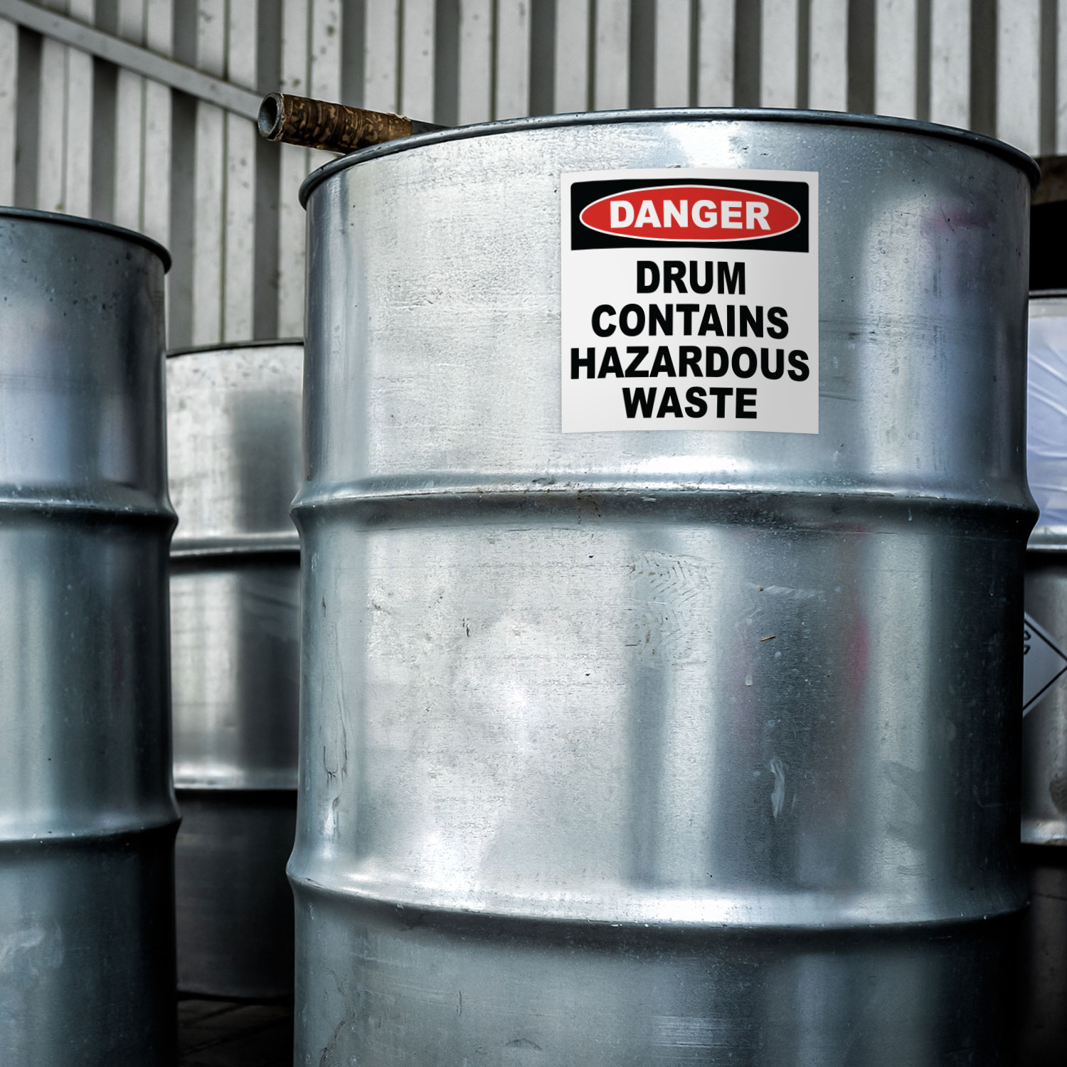 Danger Drum Contains Hazardous Waste Label