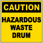 Caution Hazardous Waste Drum Label