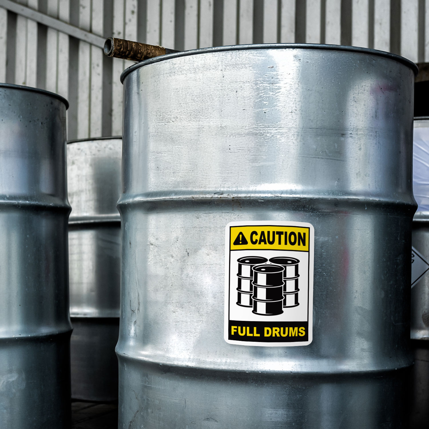 Caution Full Drums Label