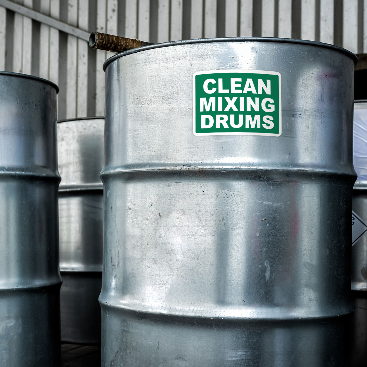 Clean Mixing Drums Label