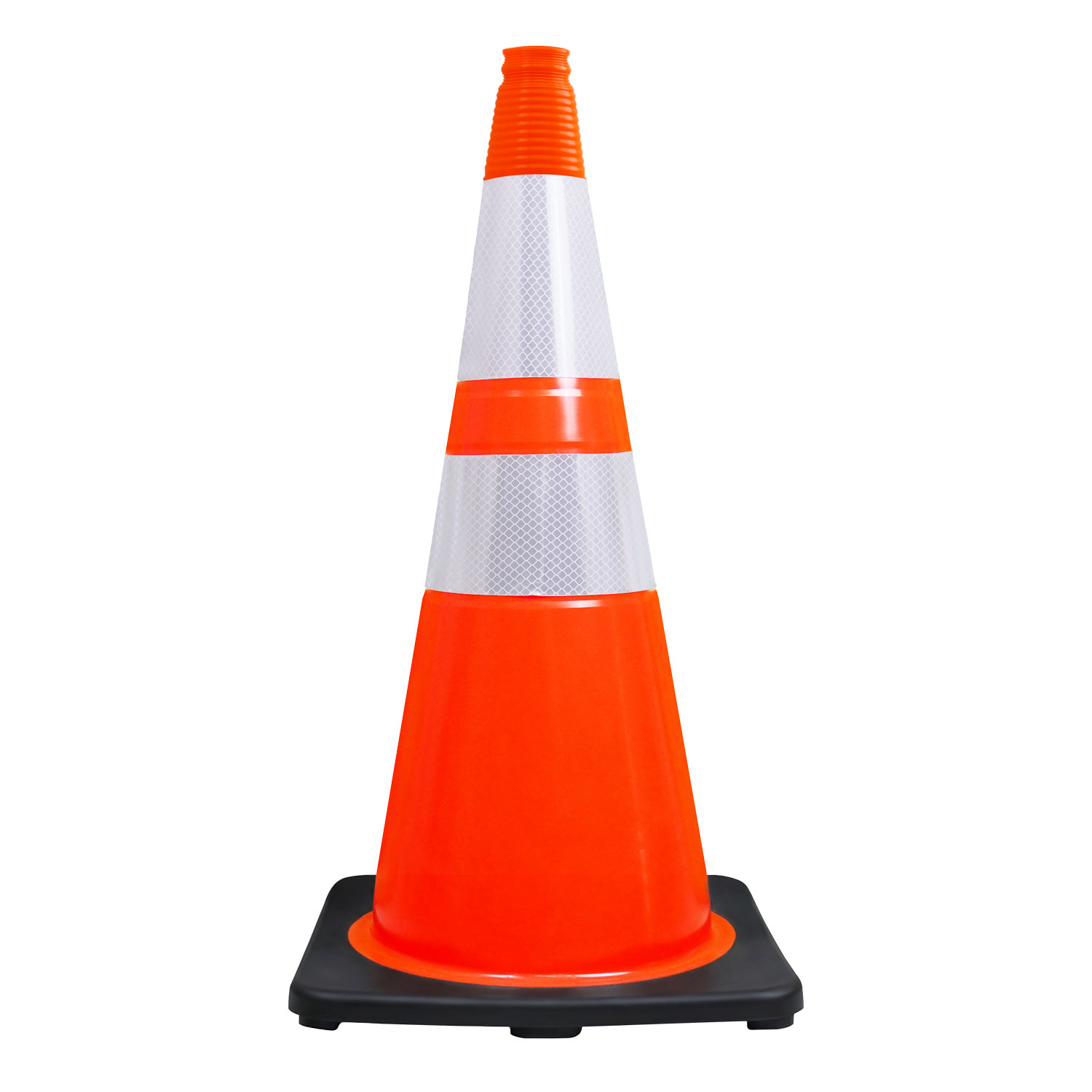 28" Elite Orange Traffic Cone, 10lbs Black Base & 3M Reflective Bands