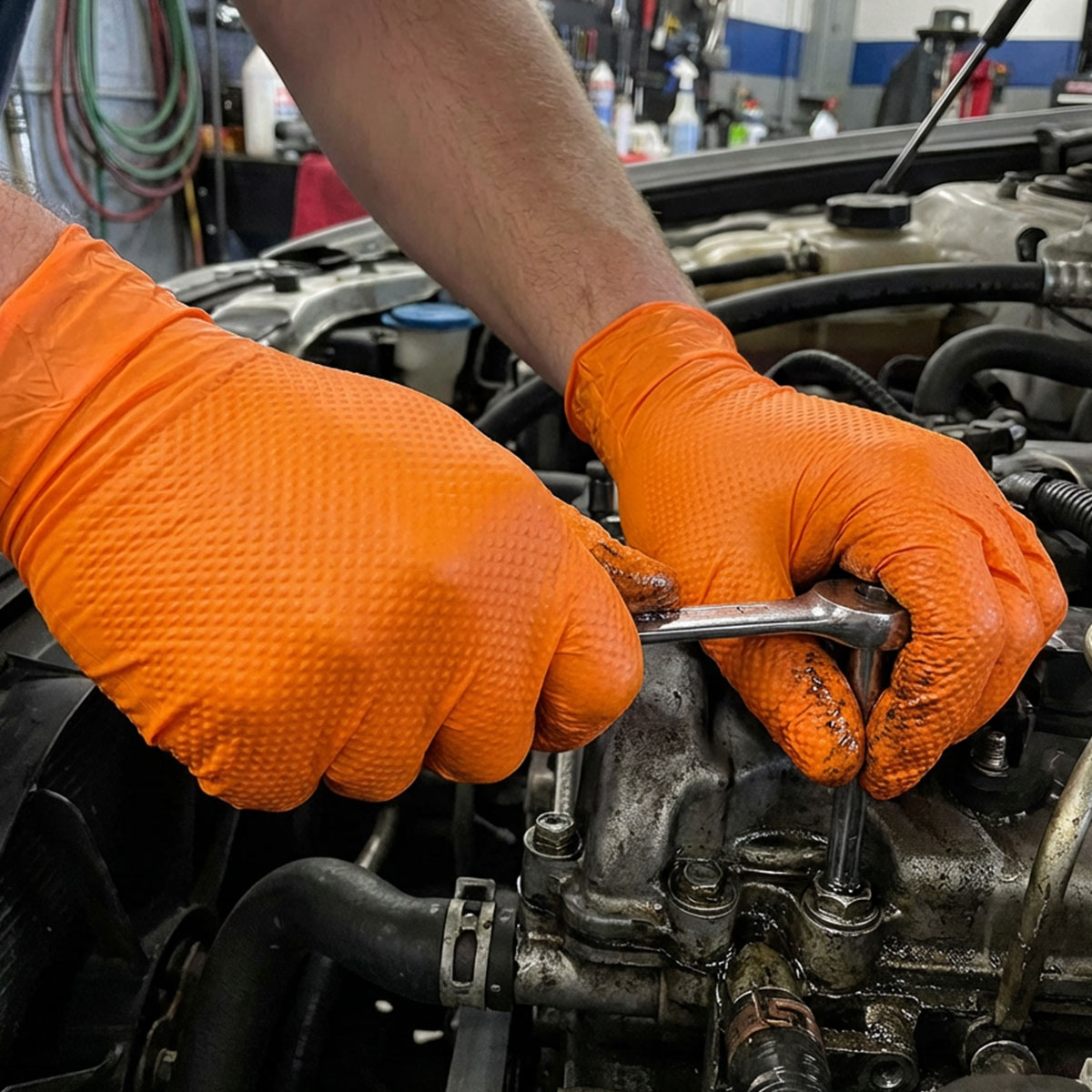 8 Mil Premium Orange Nitrile Gloves
