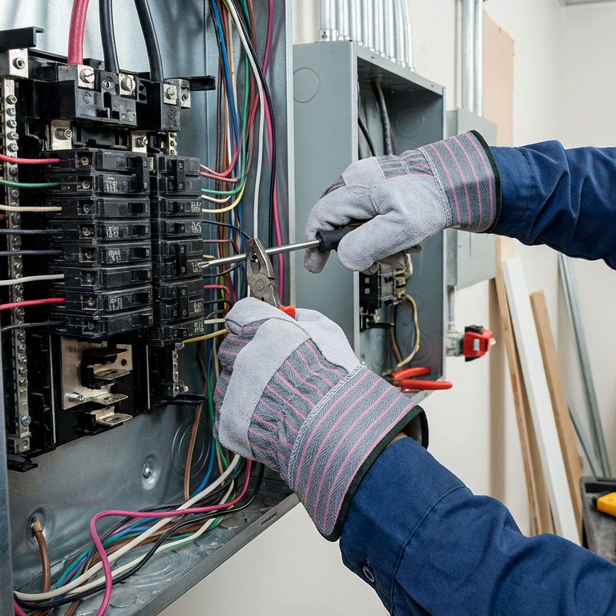 Electrician's Glove, Leather Palmed