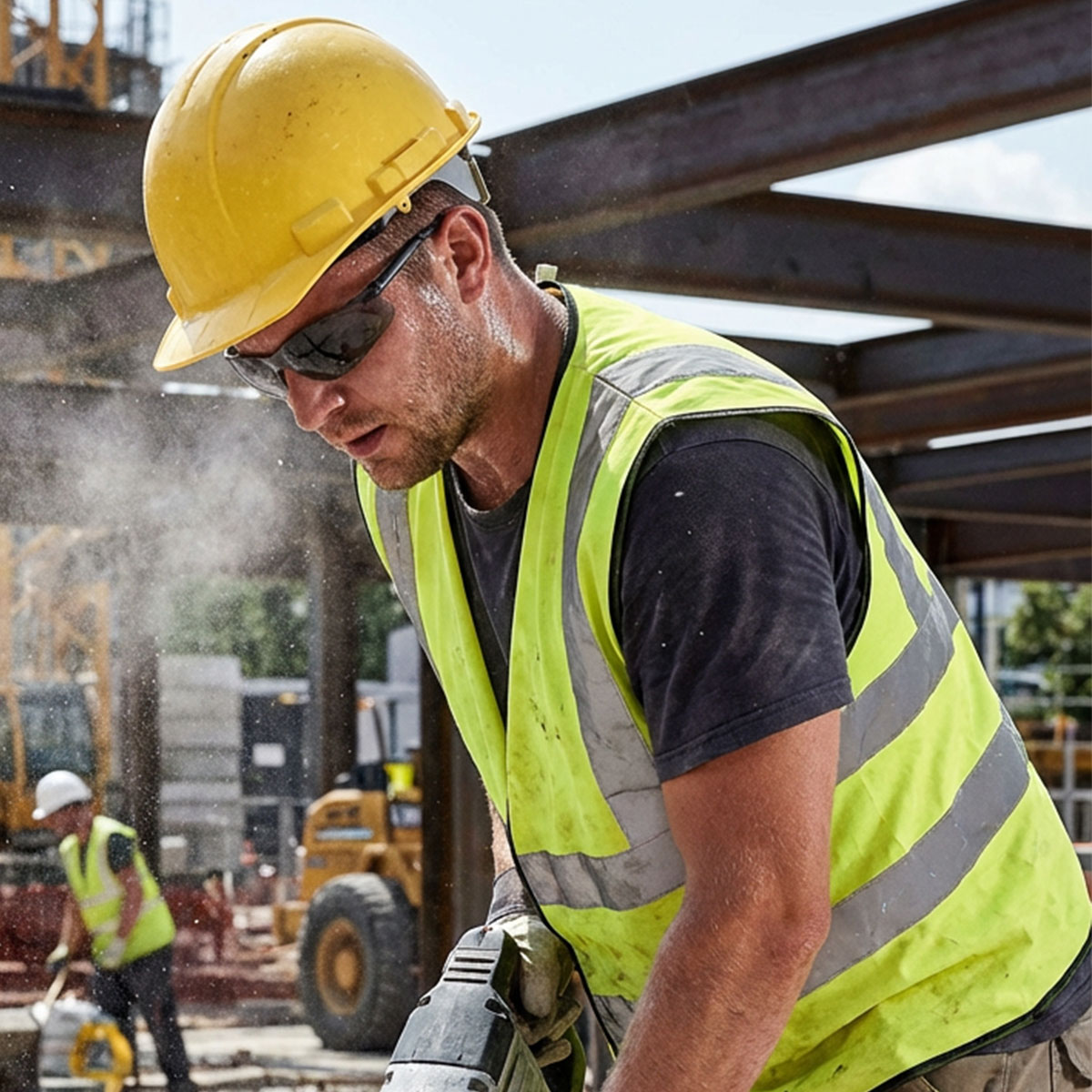 Frameless Gray Safety Glasses, Rubber Tips and Rubber Nose