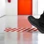 White / Red Striped Floor Sign