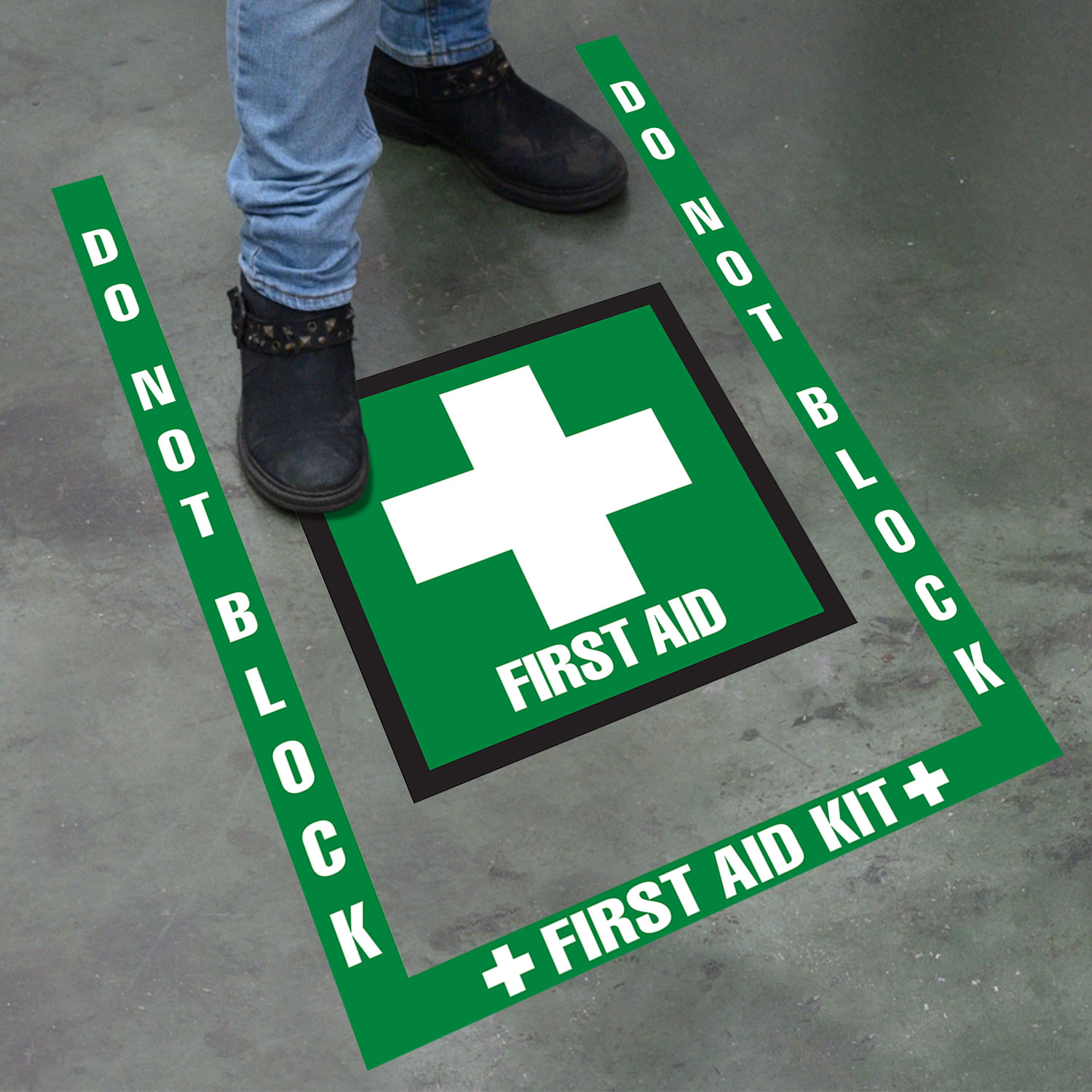 Do Not Block First Aid Floor Marking, OSHA Compliance Kit