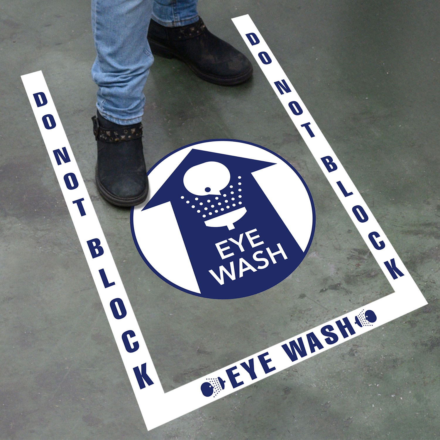 Do Not Block Eye Wash Station Floor Marking, OSHA Compliance Kit