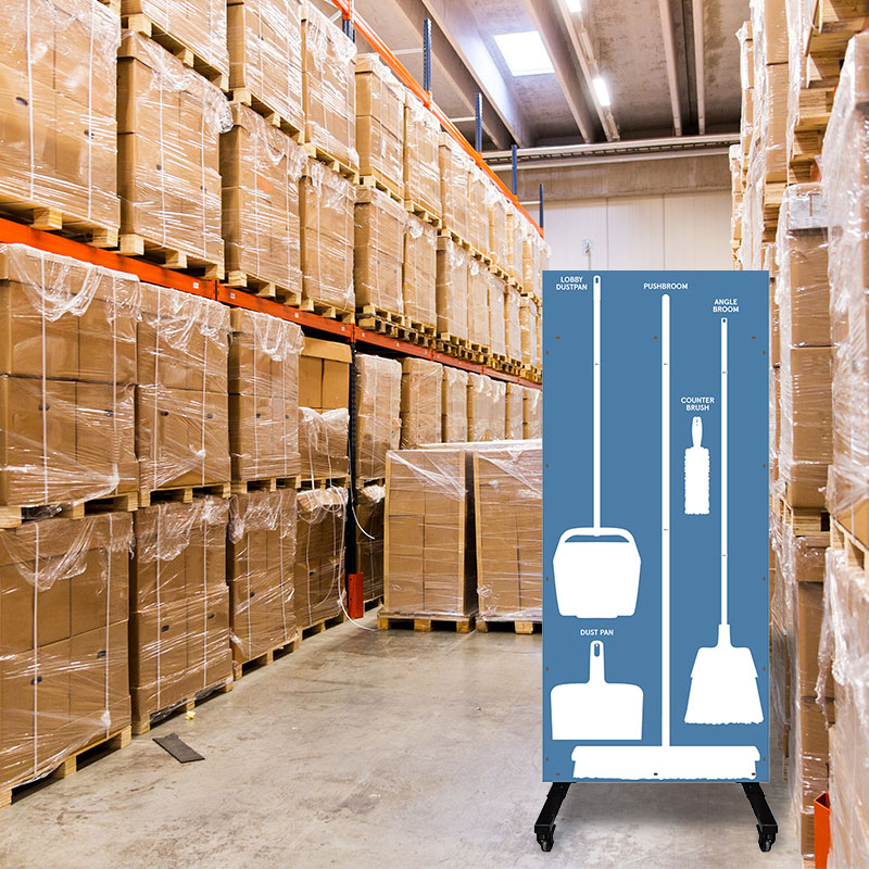 Clean and Sweep 5S Dry Mobile Shadow Board Blue/White