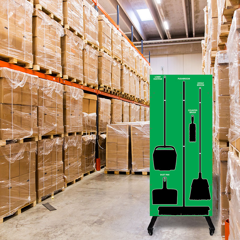 Clean and Sweep 5S Dry Mobile Shadow Board Green/Black