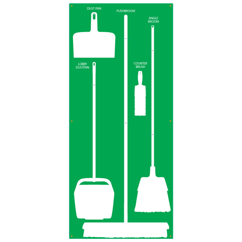 Clean and Sweep 5S Dry Shadow Board Green/White