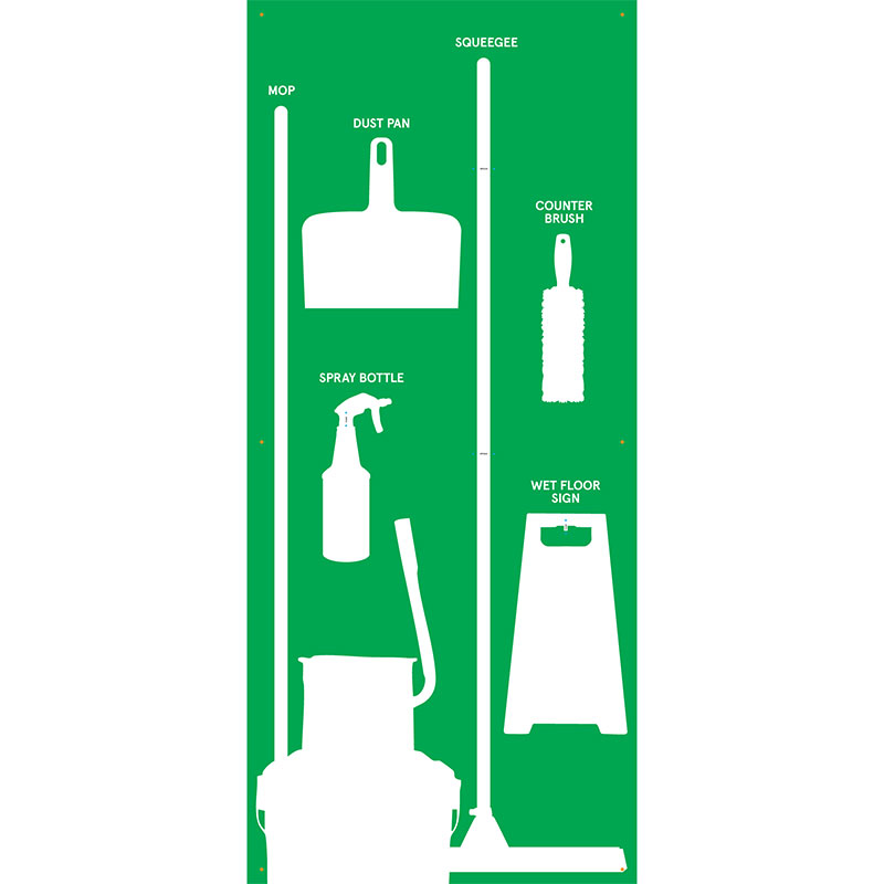 Clean and Sweep 5S Wet Shadow Board Green/White