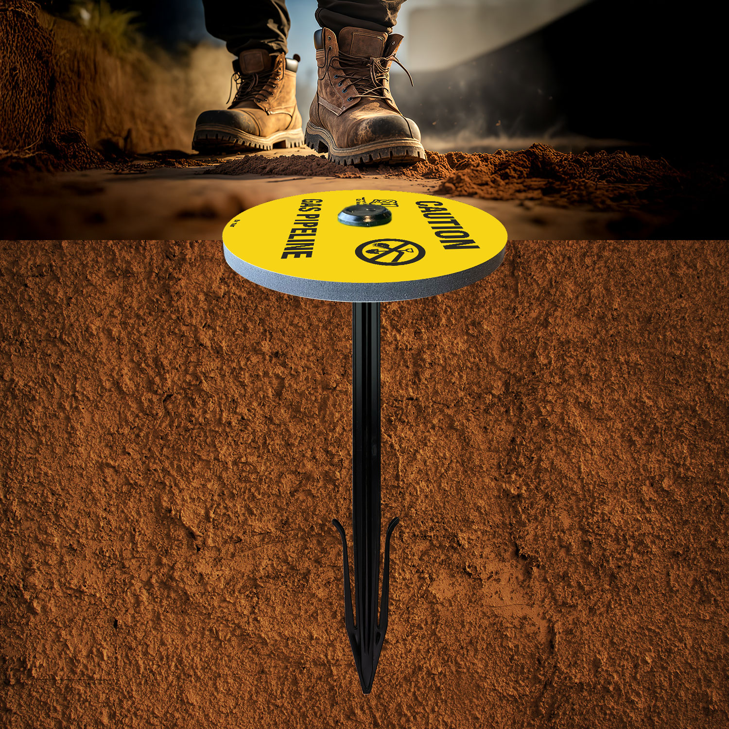 Caution Gas Pipeline Soil Marker 