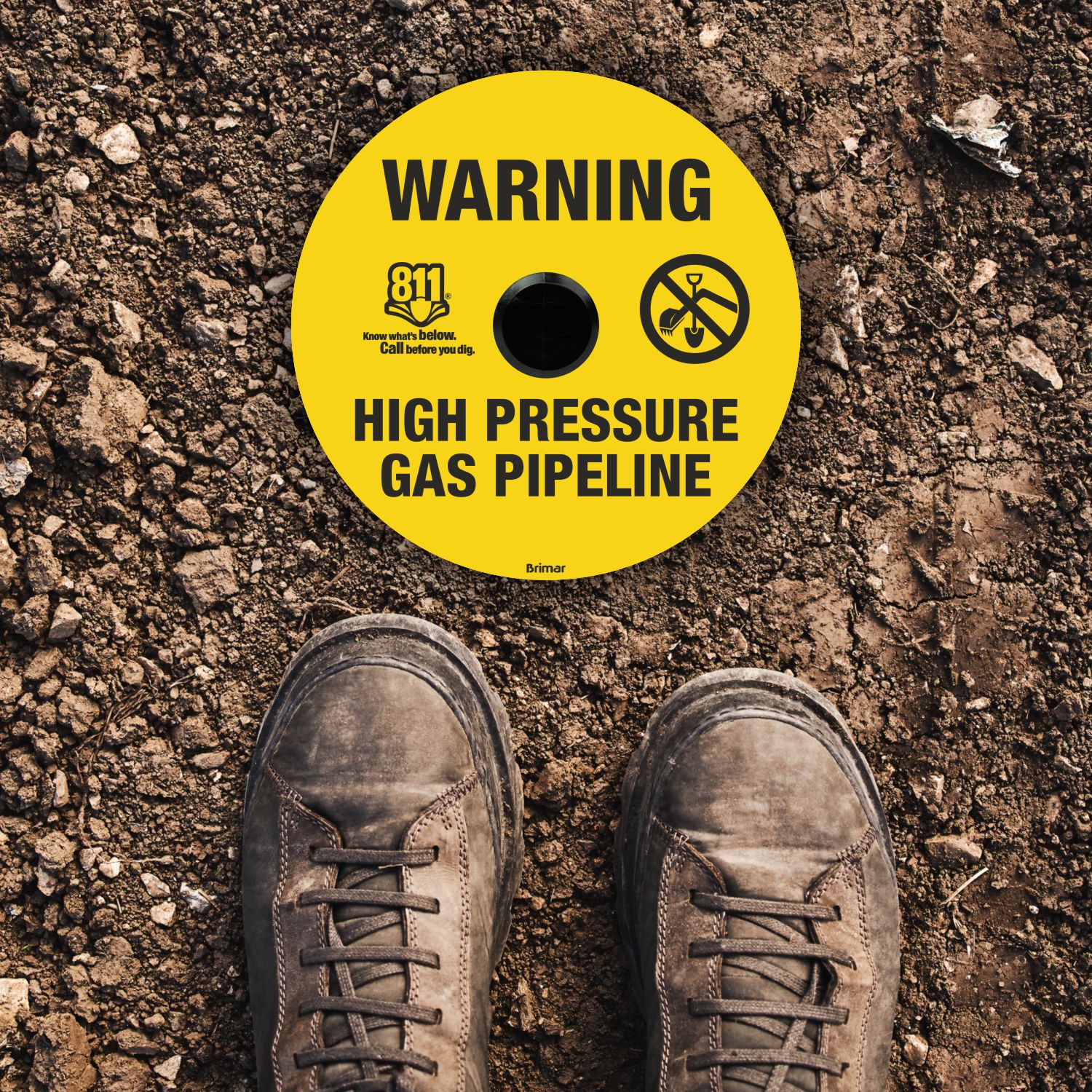 Warning High Pressure Gas Pipeline Soil Marker