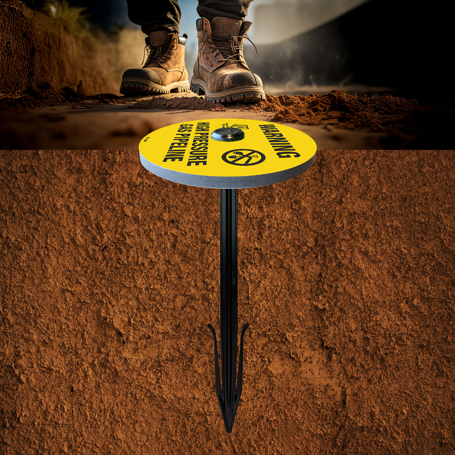 Warning High Pressure Gas Pipeline Soil Marker