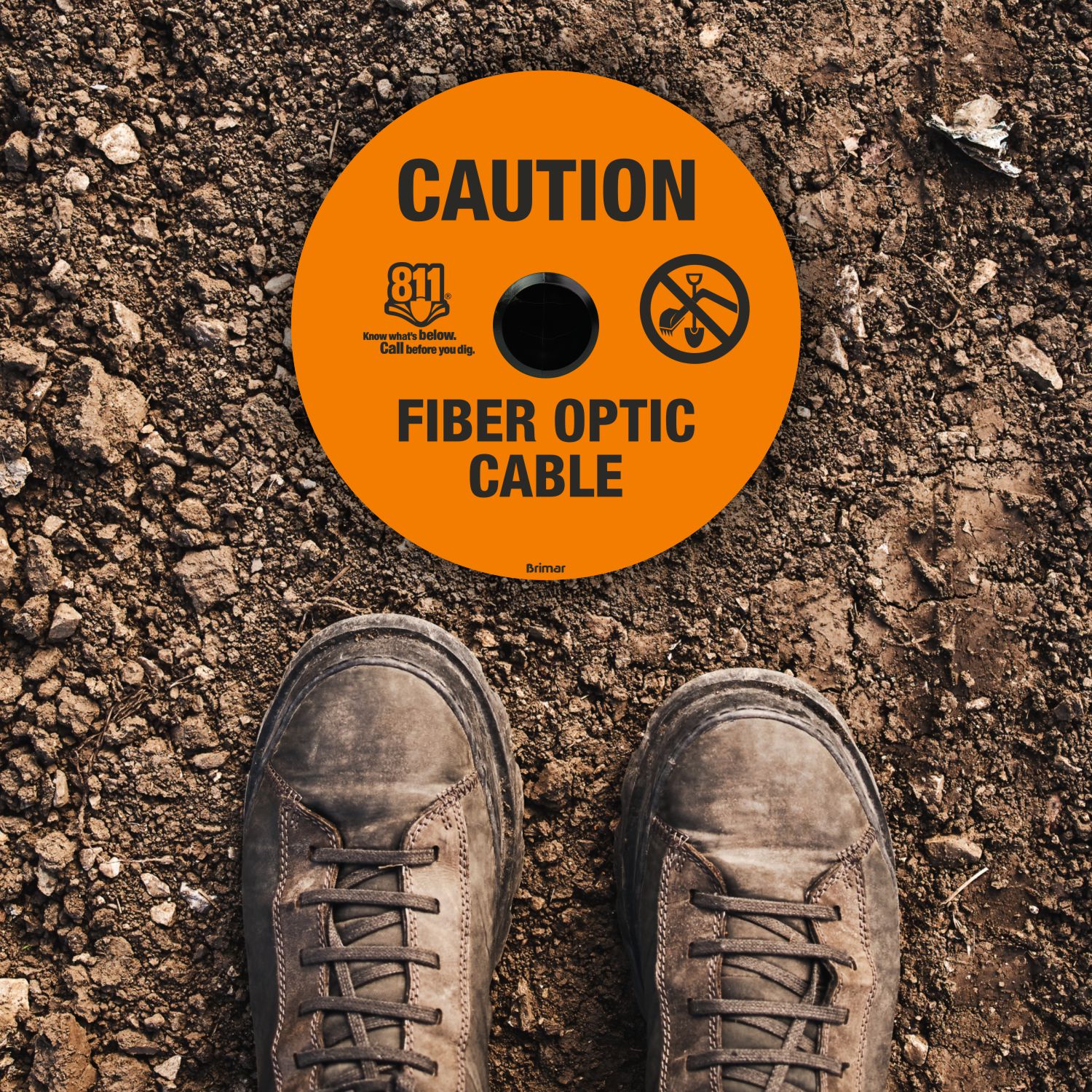 Caution Fiber Optic Cable Soil Marker