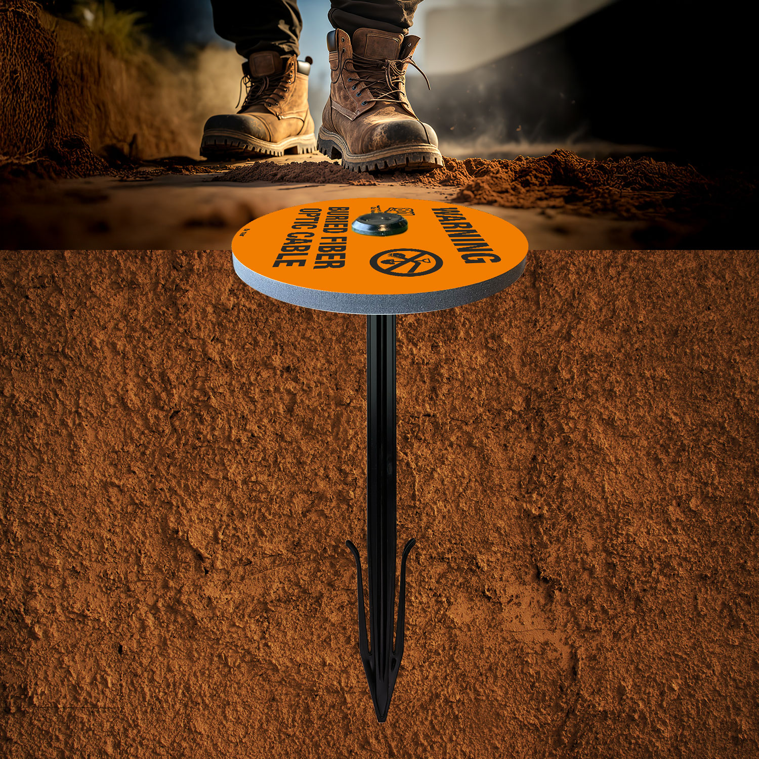 Warning Buried Fiber Optic Cable Soil Marker