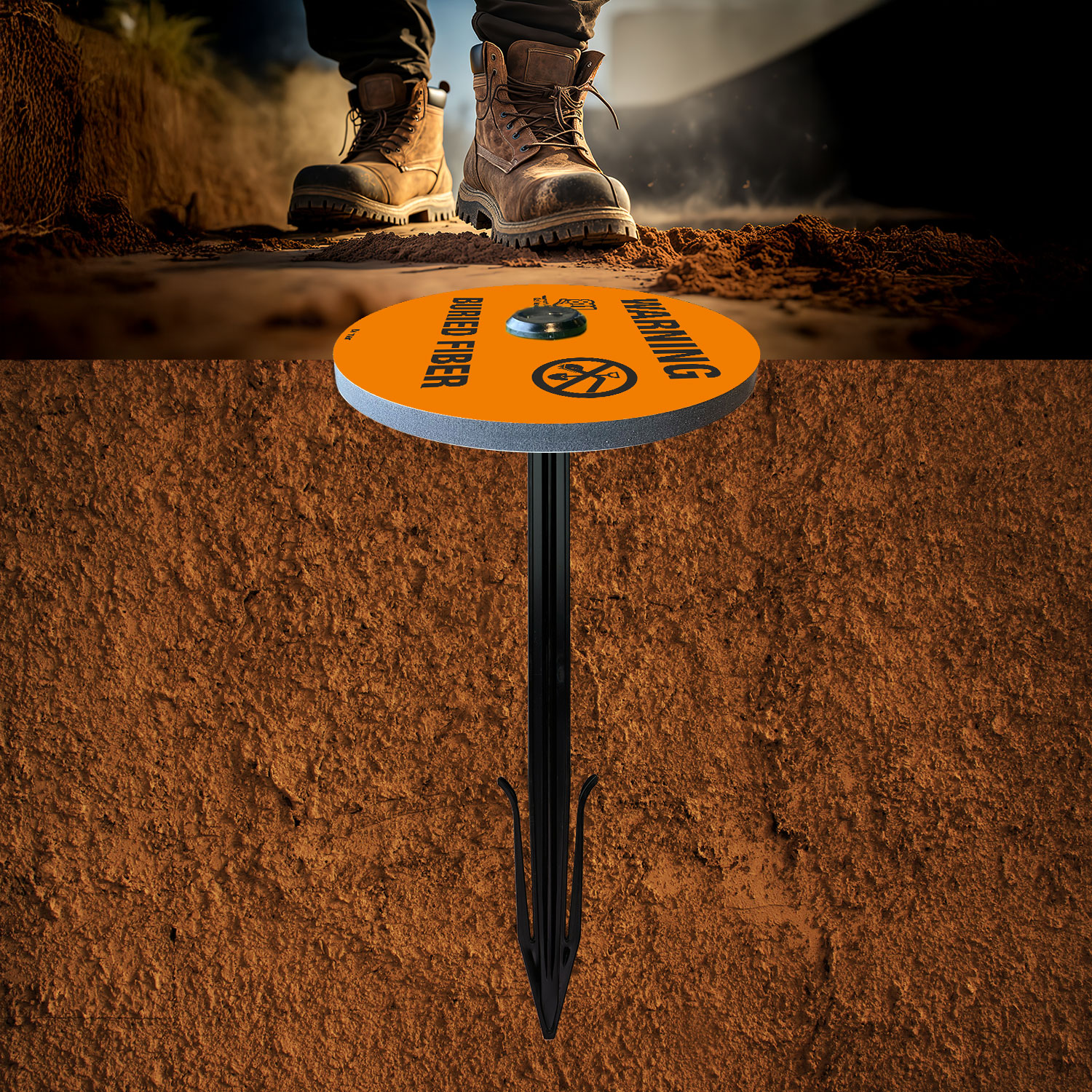 Warning Buried Fiber Soil Marker