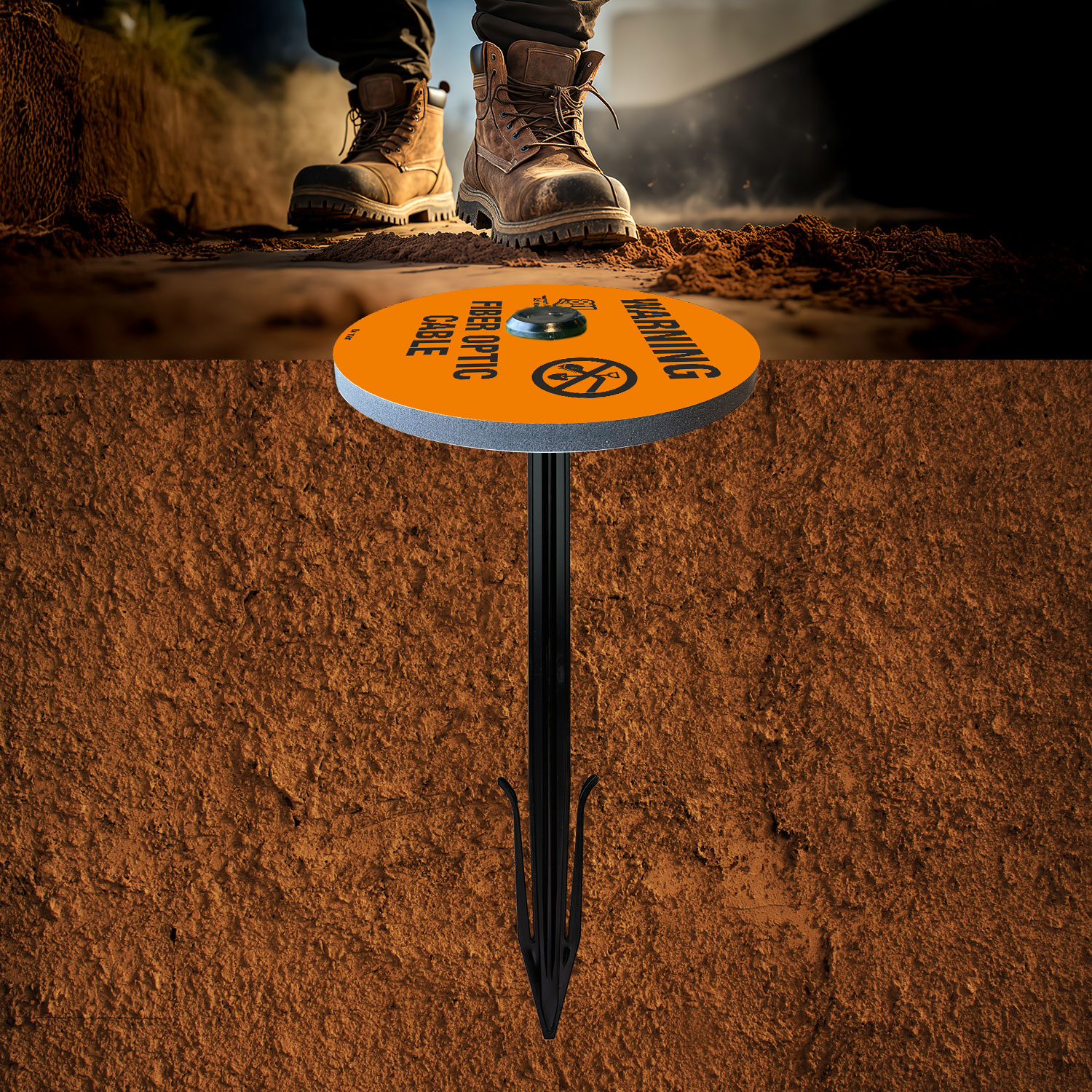 Warning Fiber Optic Cable Soil Marker 
