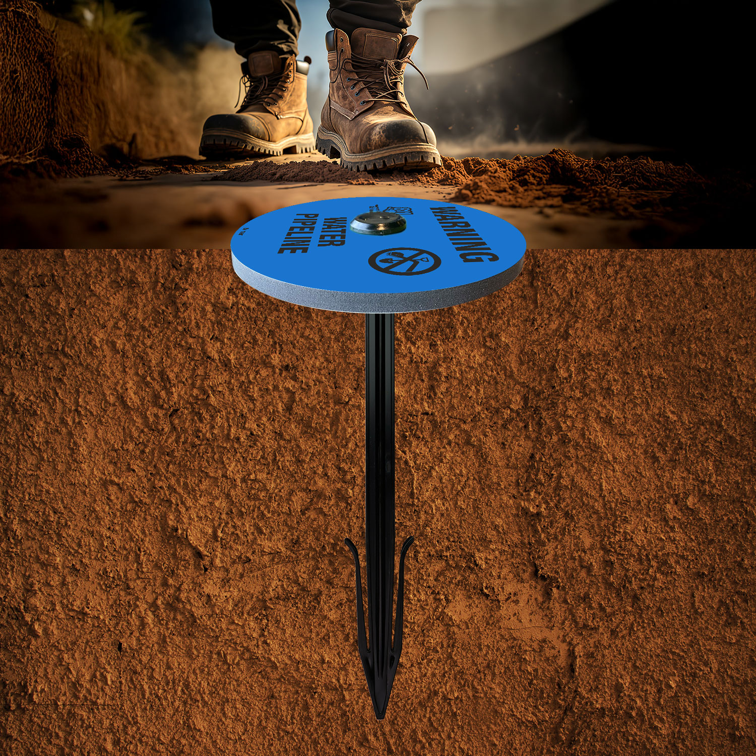 Warning Water Pipeline Soil Marker 