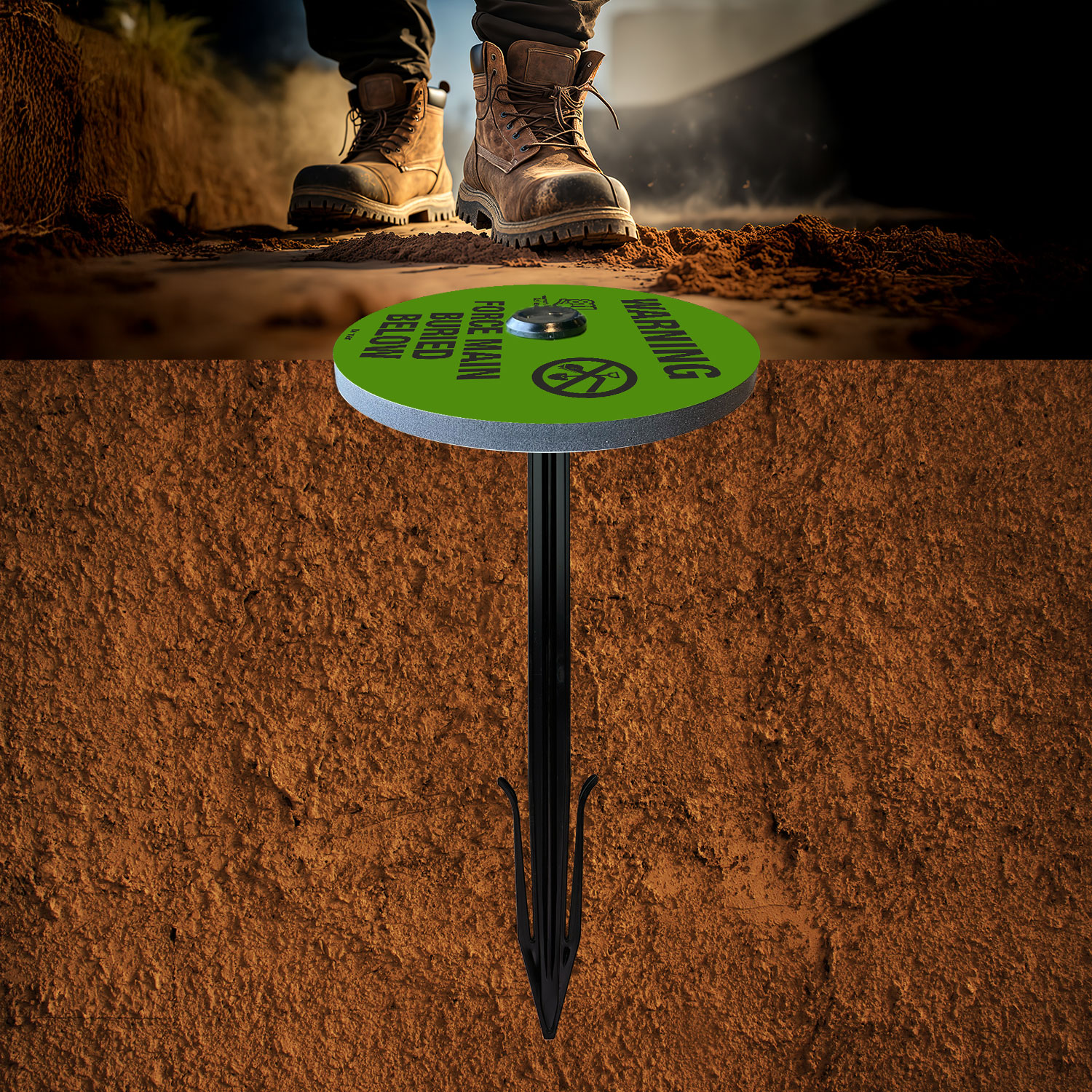Warning Force Main Buried Soil Marker