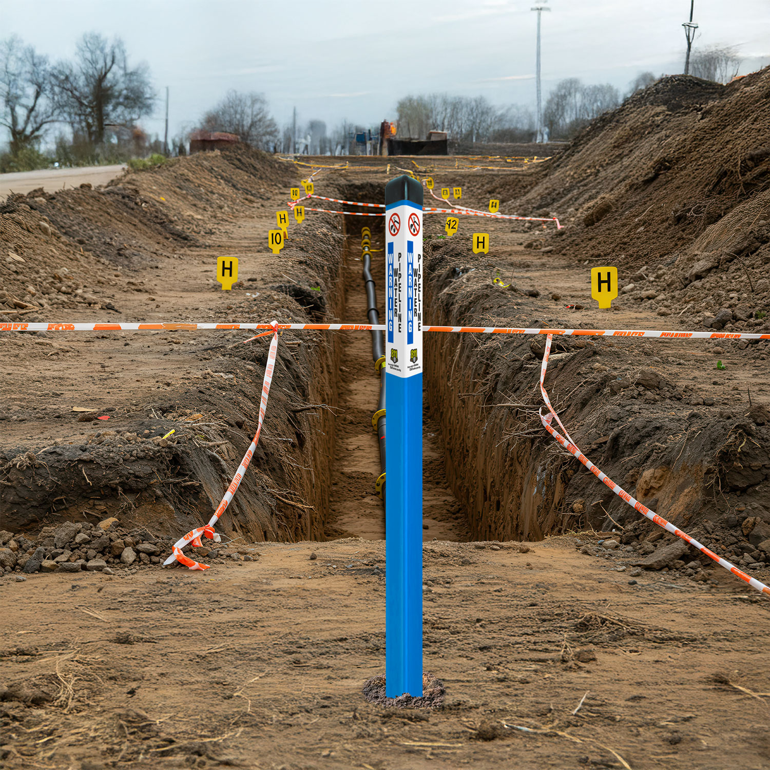 Warning Water Valve Pipeline Triangular Marker