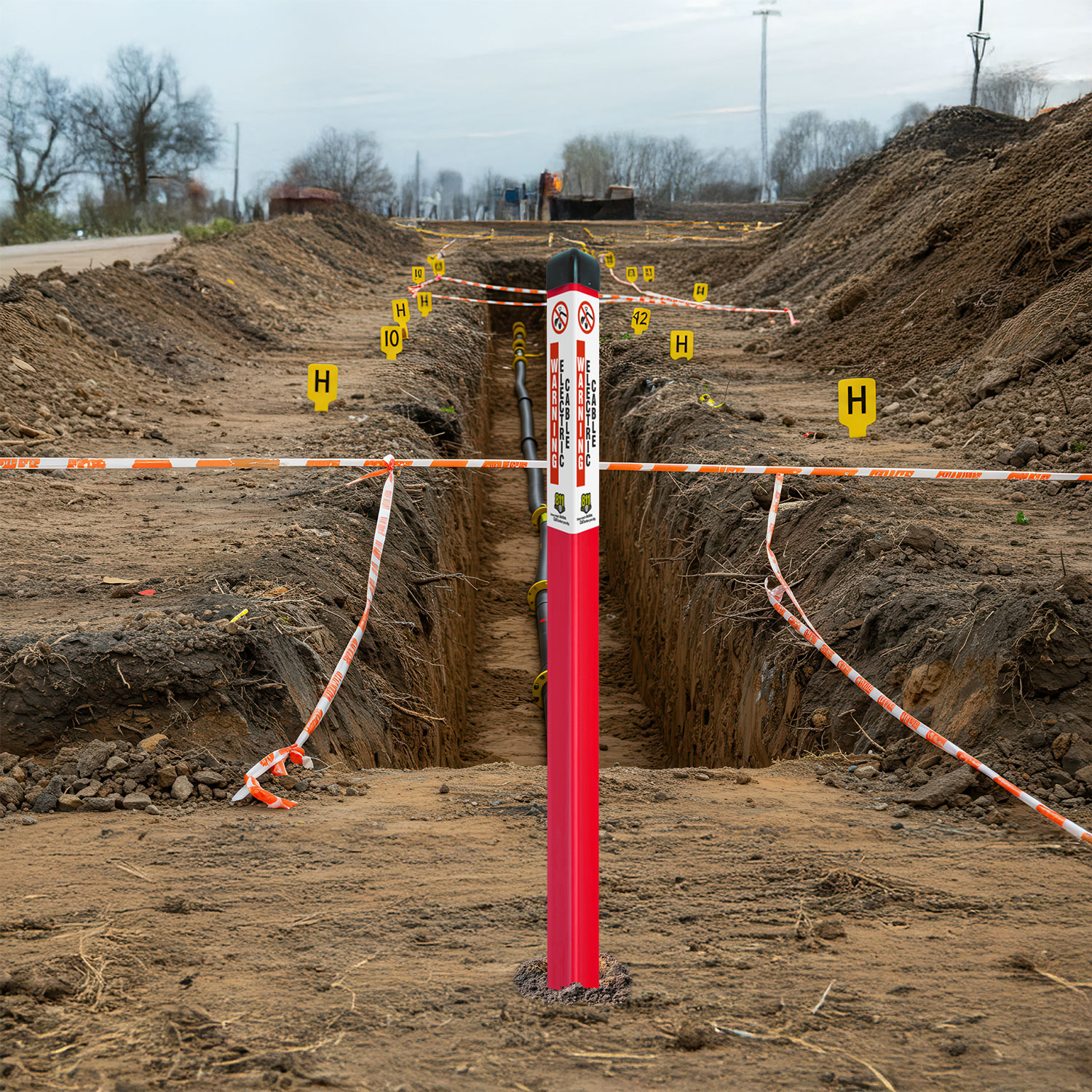 Warning Buried Electric Cable Triangular Marker