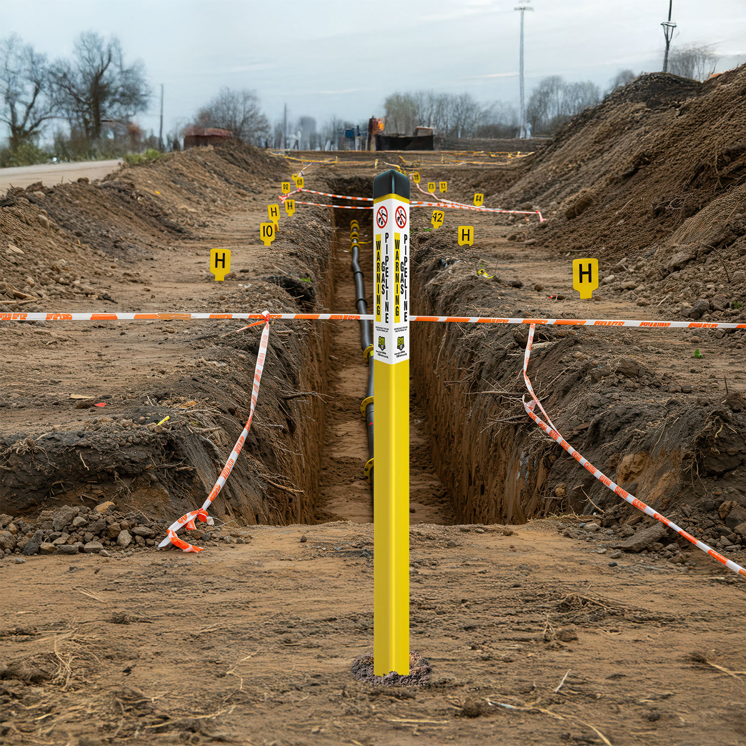 Warning Natural Gas Pipeline Triangular Marker