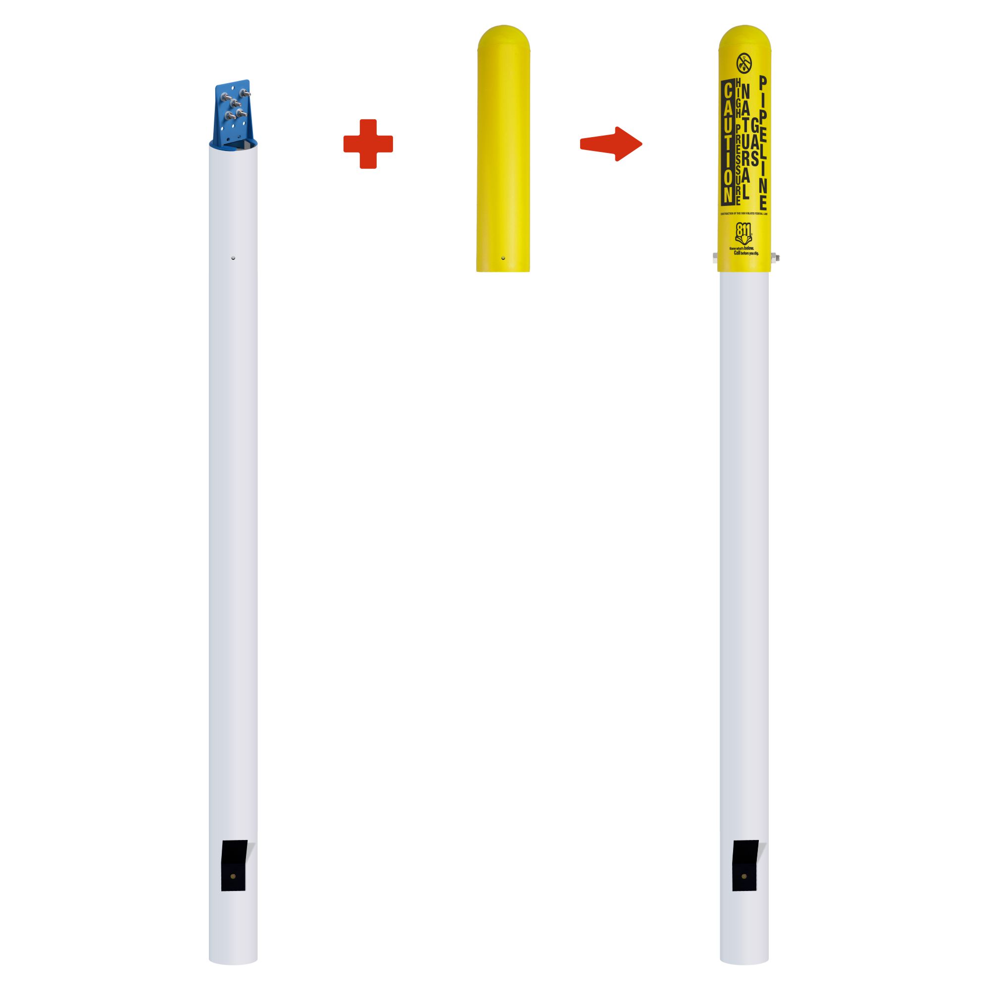 Caution High Pressure Natural Gas Pipeline Locator Bullet Marker