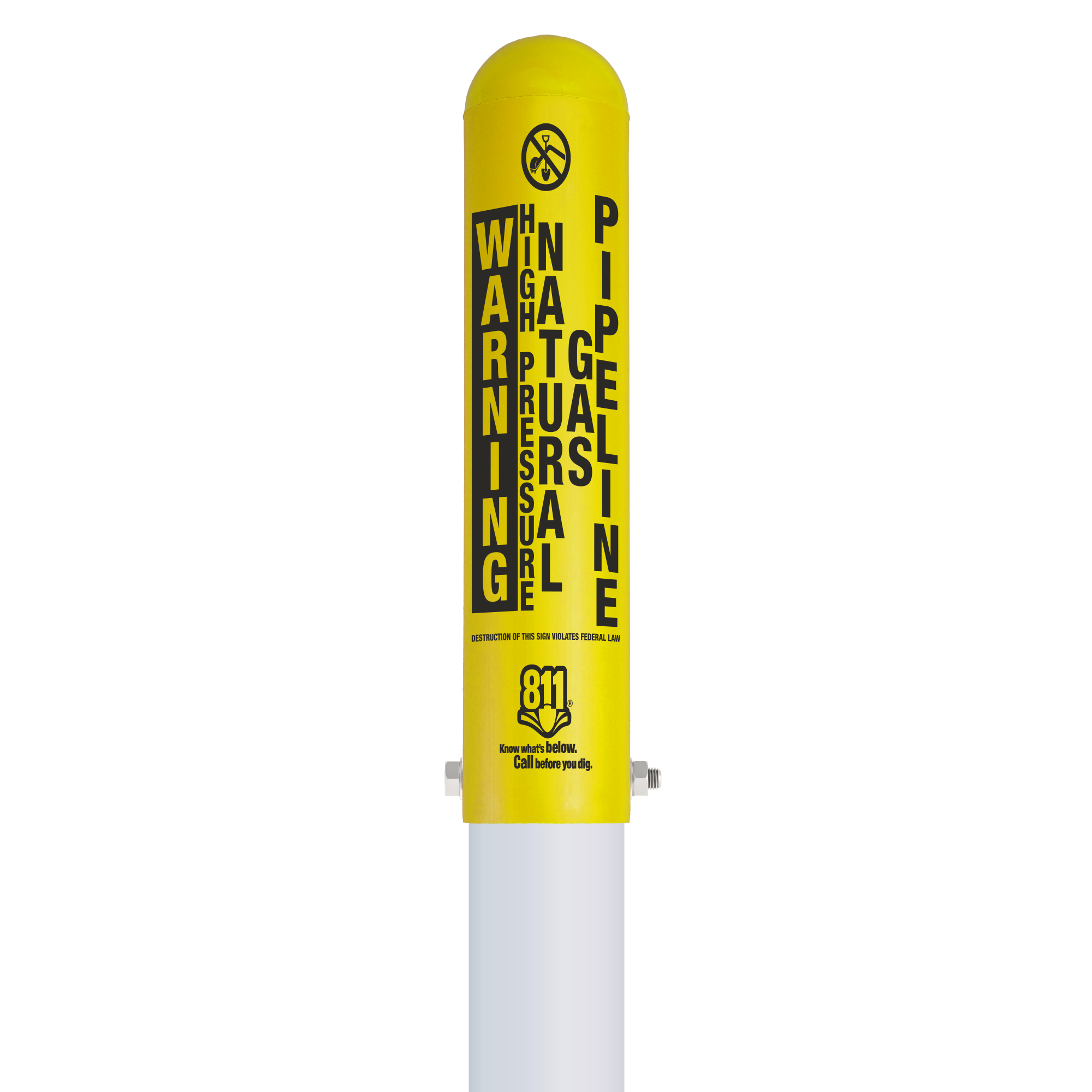 Warning High Pressure Natural Gas Pipeline Locator Bullet Marker