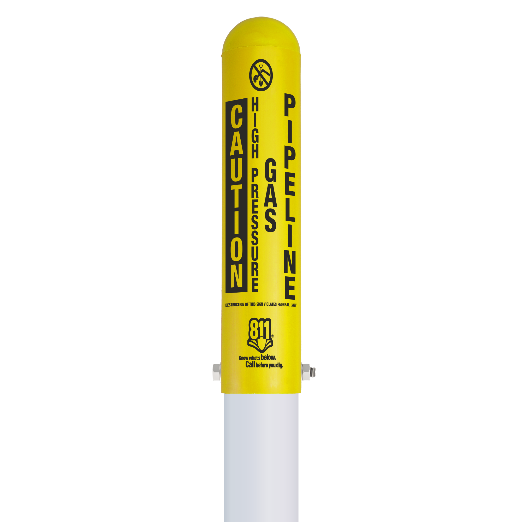 Caution High Pressure  Gas Pipeline Locator Bullet Marker