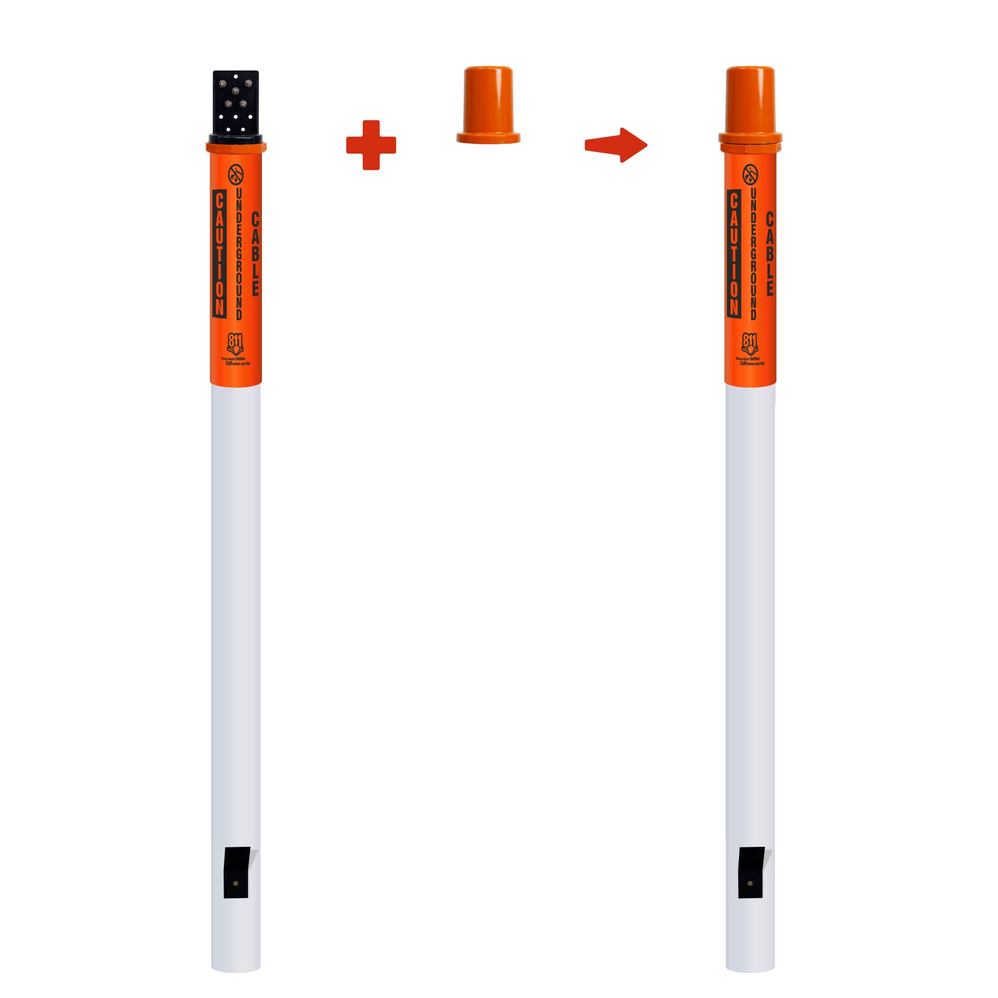 Caution Underground Cable Locator Bullet Marker With Top Hat