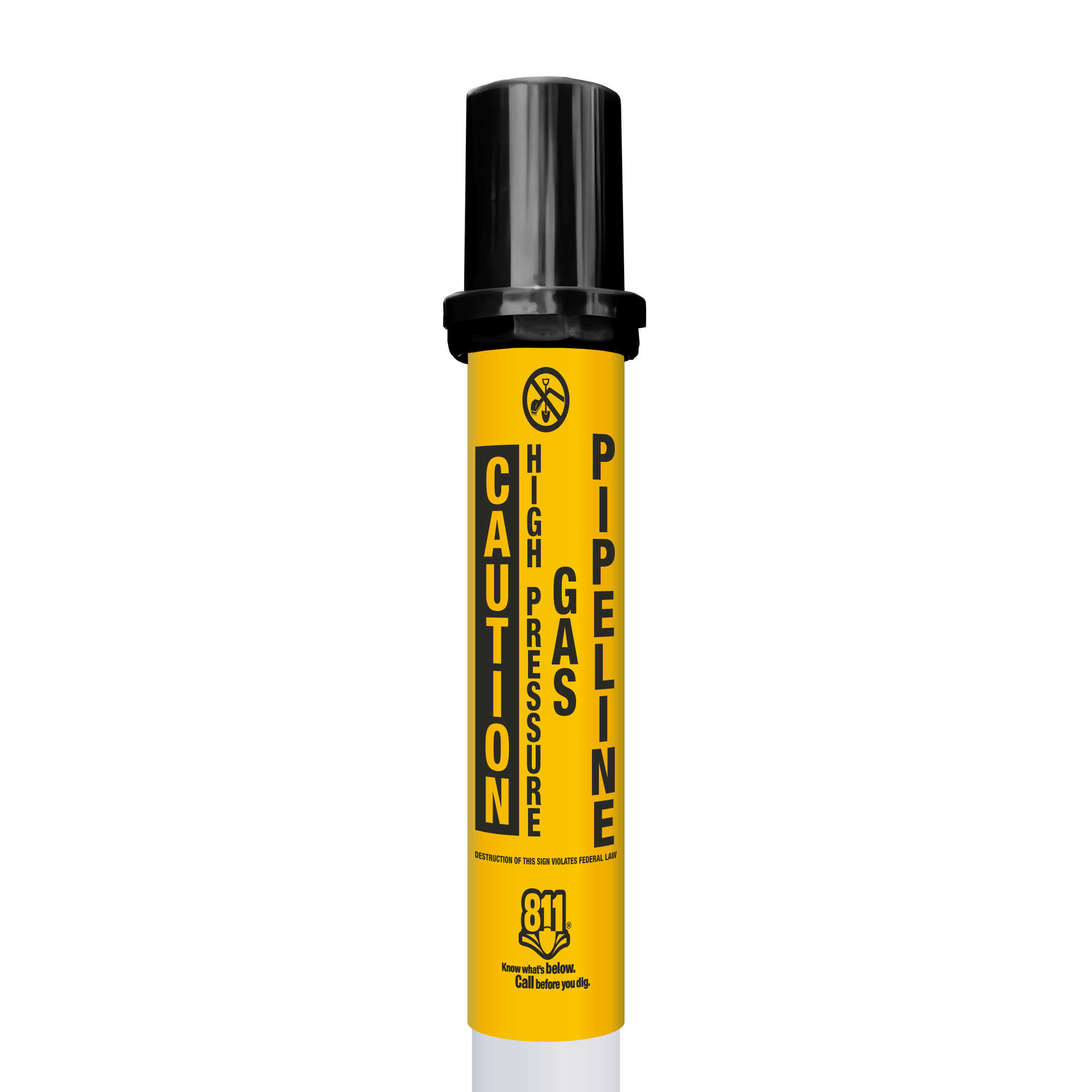 Caution High Pressure Gas Pipeline Locator Bullet Marker With Top Hat