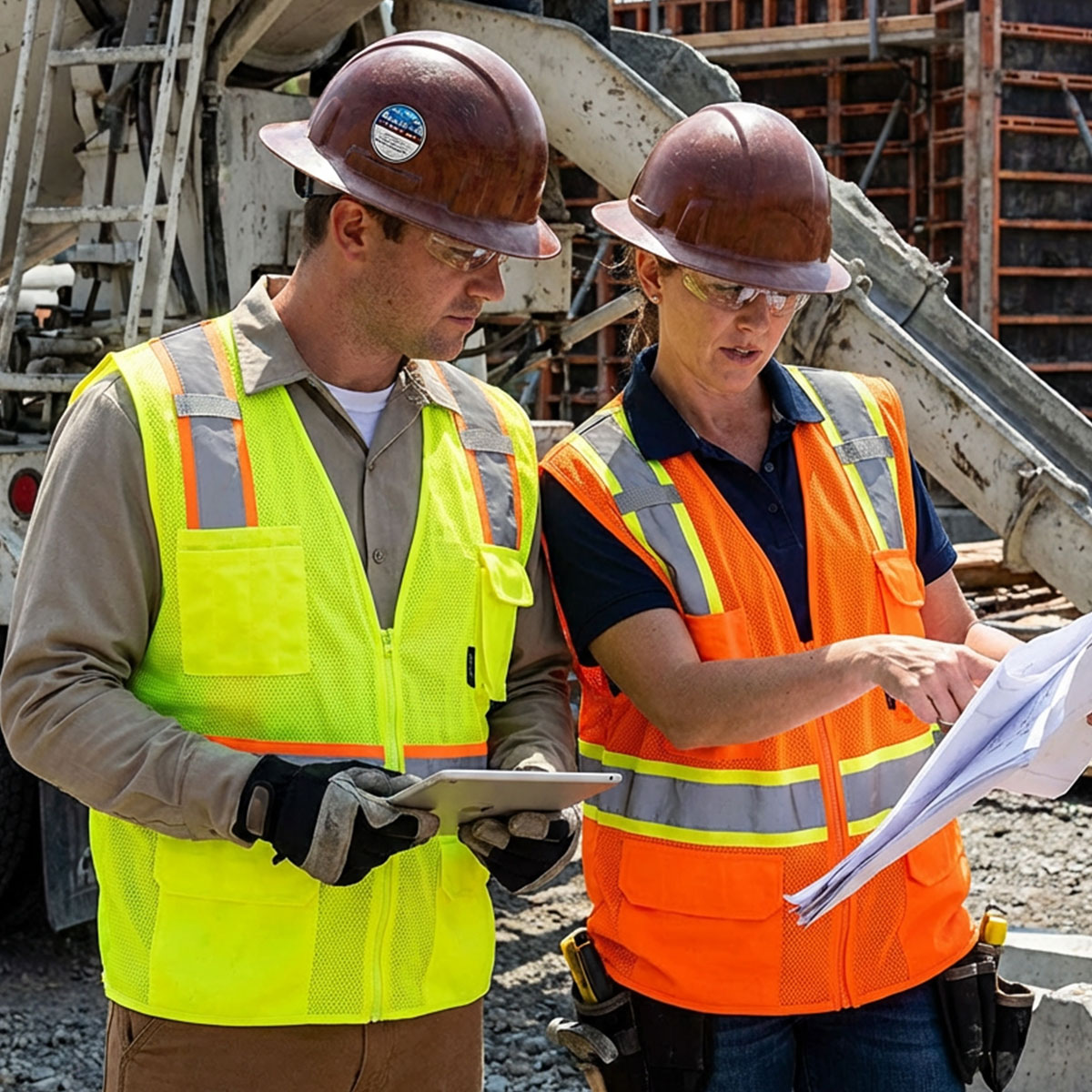 ANSI Class 2 Premium Surveyors Safety Vest with 6 Pockets, Contrasting Trim