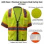ANSI Class 3 Premium Surveyors Mesh Safety Vest with Zipper