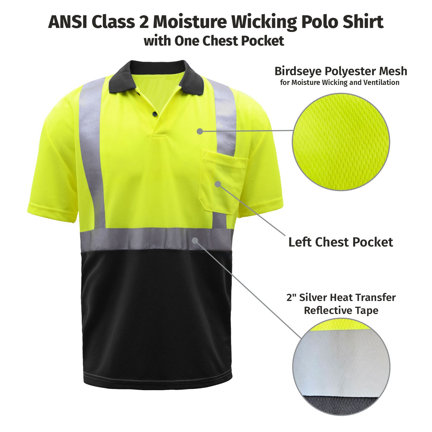 ANSI Class 2 Moisture Wicking Polo Shirt