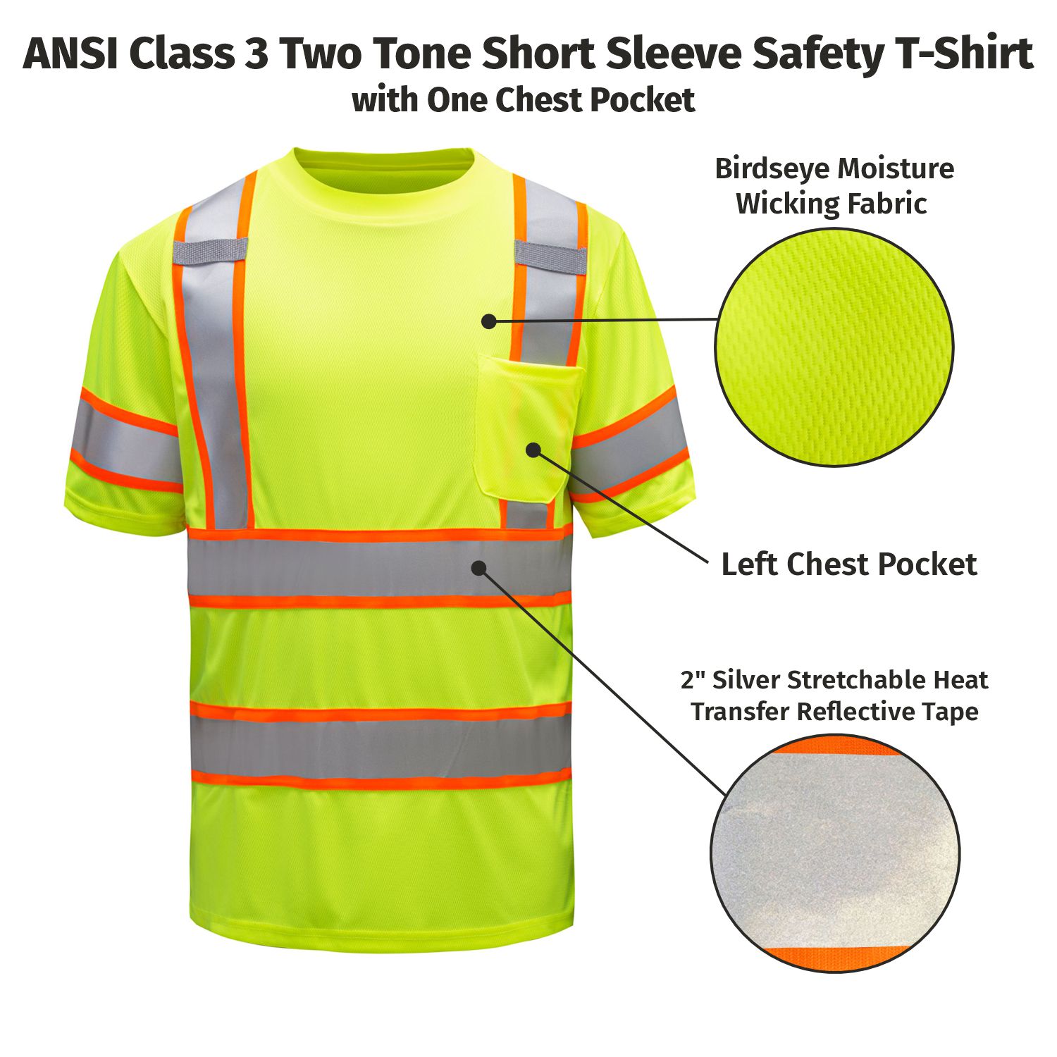 Non-ANSI Two Tone Short Sleeve Hi-Vis T-Shirt