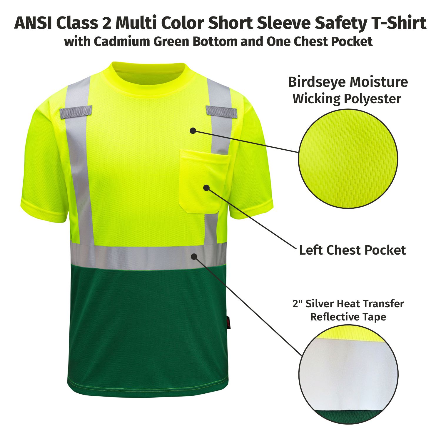 ANSI Class 2 Multi Color Short Sleeve Safety T-Shirt