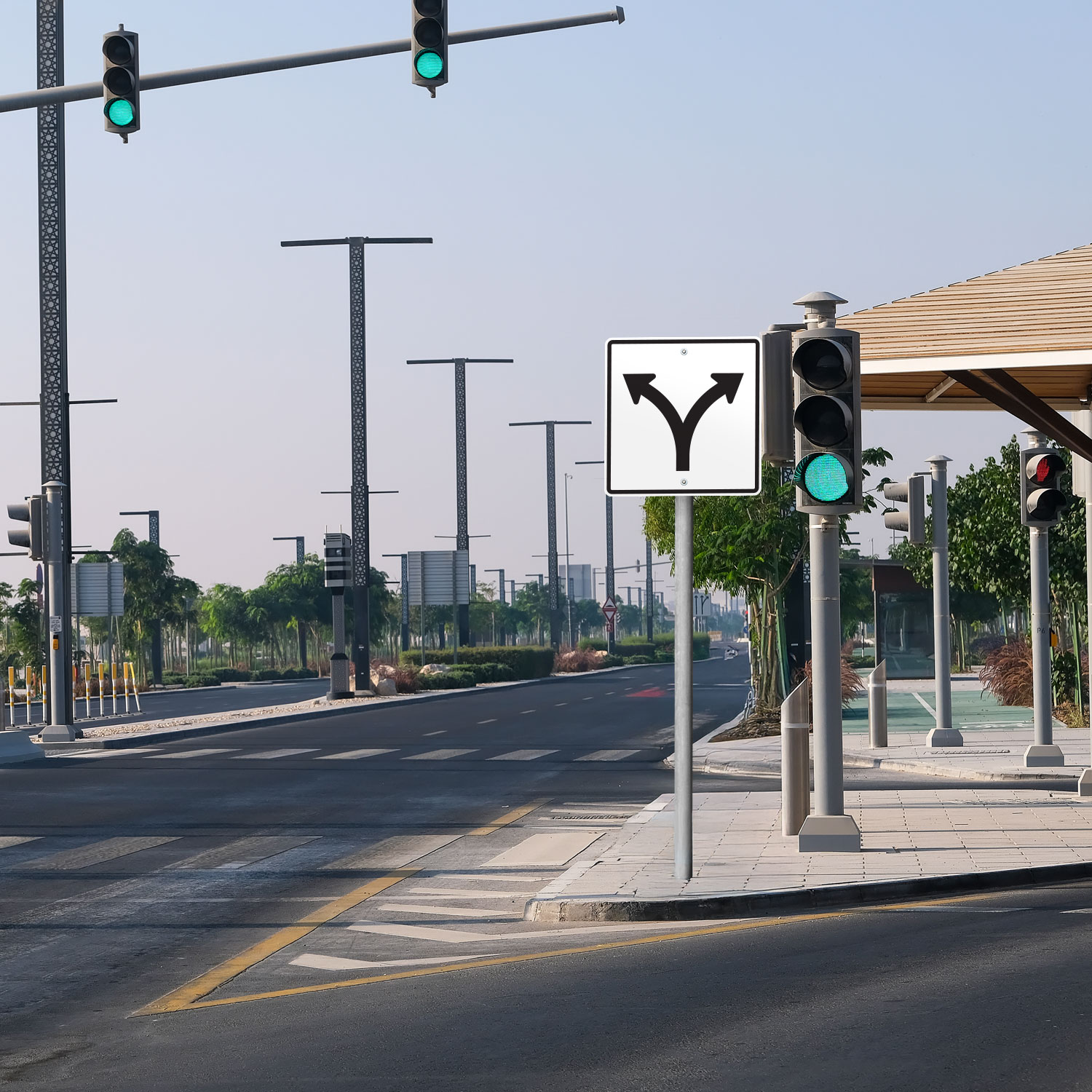 Texas Split Road Sign