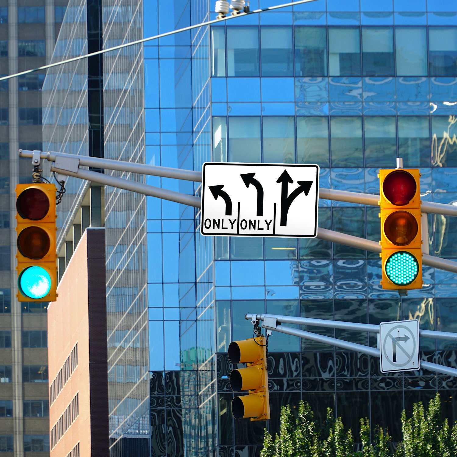 Texas 3 Lane with 2 Only Left Lane Sign