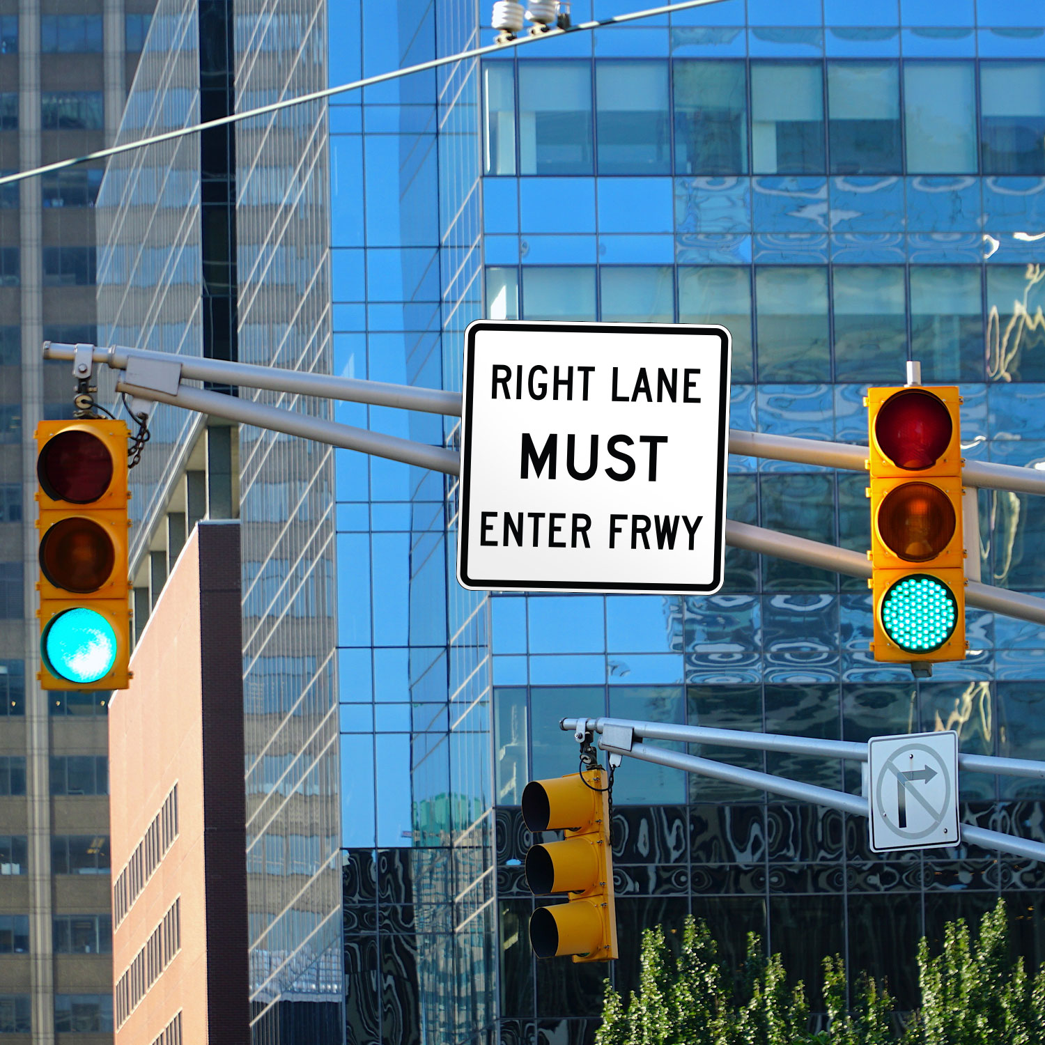 Texas Right Lane Must Enter Freeway Sign