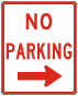 Texas No Parking to the Right Sign 