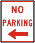 Texas No Parking to the Left Sign