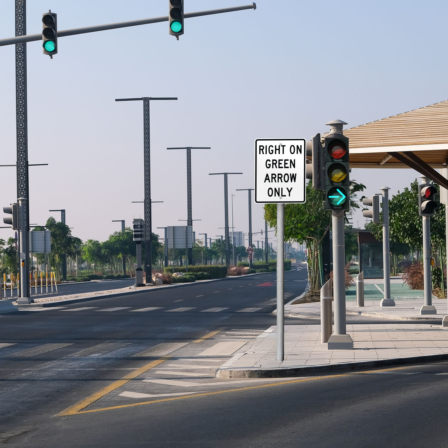 Right On Green Arrow Only Sign