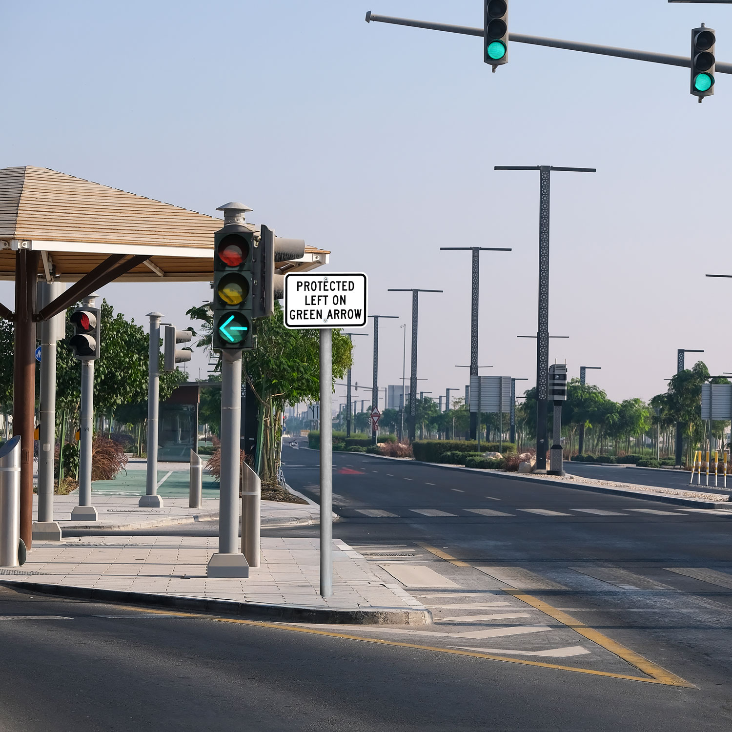 Texas Protected Left On Green Arrow Sign 